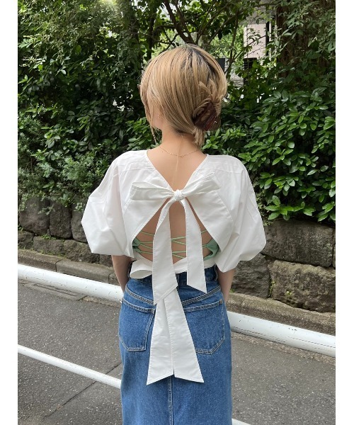 LILY BROWN（リリーブラウン）の「【LILY BROWN Lingerie】バッククロス／ブラキャミソール×ショーツセット（ブラ&ショーツ・レディース・グリーン/カーキ/ブラック/ホワイト・SMALL/MEDIUM）」の11枚目の写真