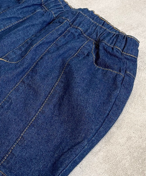 Life Support Products（ライフサポートプロダクツ）の「【コットンUSA】デニムバルーンショートパンツ（80～150cm）（デニムパンツ・キッズ・ネイビー/ストライプ/キナリ・90/100/110/120/80/130/95/140/150）」の10枚目の写真