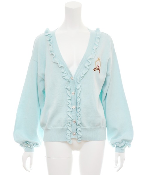 Secret Honey(シークレットハニー)の「フリル付V開きカーディガン(カーディガン/ボレロ・レディース・ブルー/ピンク/ブラック/オフホワイト・FREE)」の1枚目の写真