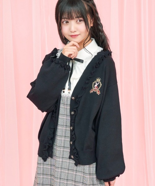 Secret Honey(シークレットハニー)の「フリル付V開きカーディガン(カーディガン/ボレロ・レディース・ブルー/ピンク/ブラック/オフホワイト・FREE)」の3枚目の写真