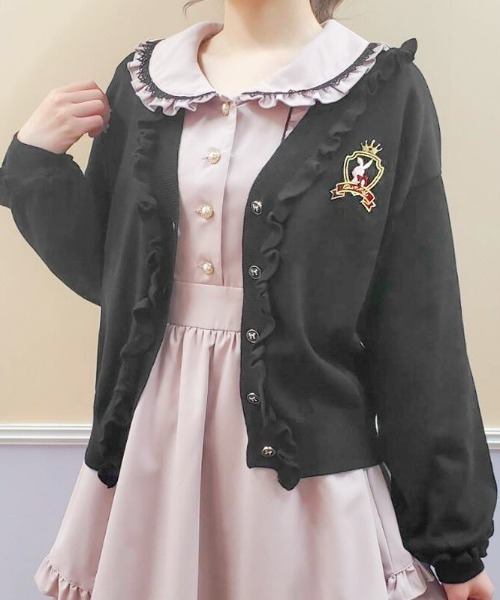 Secret Honey(シークレットハニー)の「フリル付V開きカーディガン(カーディガン/ボレロ・レディース・ブルー/ピンク/ブラック/オフホワイト・FREE)」の15枚目の写真