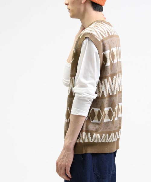 BACK NUMBER（バックナンバー）の「【BACK NUMBER】柄ベストレイヤード（アンサンブル・メンズ・ブラック/ベージュ/ネイビー・M/L/XL）」の14枚目の写真