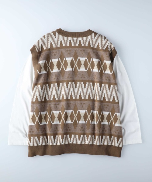 BACK NUMBER（バックナンバー）の「【BACK NUMBER】柄ベストレイヤード（アンサンブル・メンズ・ブラック/ベージュ/ネイビー・M/L/XL）」の18枚目の写真