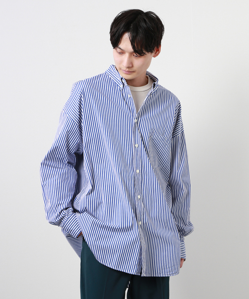 JOURNAL STANDARD SELECT（ジャーナルスタンダードセレクト）の「【TRISECT 2】THOMAS MAISON / トーマスメイソン FAT ボタンダウン シャツ（シャツ/ブラウス・メンズ・ネイビー/ダークブルー/オレンジ・SMALL/MEDIUM/LARGE）」の3枚目の写真