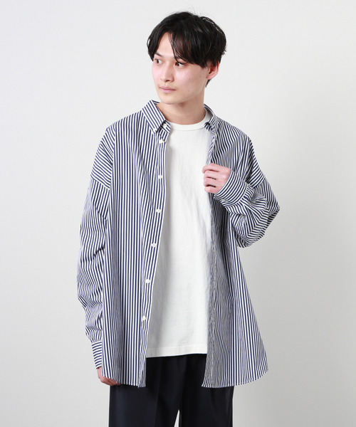 JOURNAL STANDARD SELECT（ジャーナルスタンダードセレクト）の「【TRISECT 2】THOMAS MAISON / トーマスメイソン FAT ボタンダウン シャツ（シャツ/ブラウス・メンズ・ネイビー/ダークブルー/オレンジ・SMALL/MEDIUM/LARGE）」の2枚目の写真