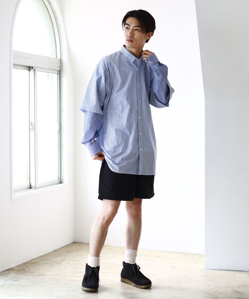 BEAMS（ビームス）の「BEAMS / フェイク レイヤード シャツ（シャツ/ブラウス・メンズ・ブラウン/サックスブルー・SMALL/MEDIUM/LARGE/X-LARGE）」の6枚目の写真