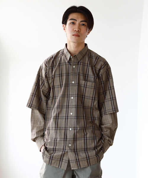 BEAMS（ビームス）の「BEAMS / フェイク レイヤード シャツ（シャツ/ブラウス・メンズ・ブラウン/サックスブルー・SMALL/MEDIUM/LARGE/X-LARGE）」の7枚目の写真