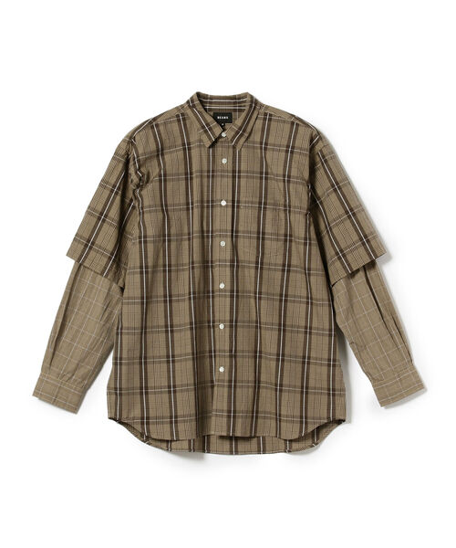 BEAMS（ビームス）の「BEAMS / フェイク レイヤード シャツ（シャツ/ブラウス・メンズ・ブラウン/サックスブルー・SMALL/MEDIUM/LARGE/X-LARGE）」の10枚目の写真