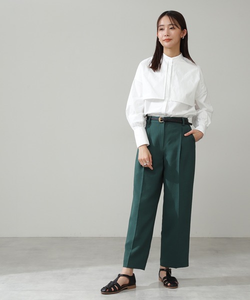 N.（N. Natural Beauty Basic）（エヌエヌナチュラルビューティーベーシック）の「ストライプバンドカラーシャツ（シャツ/ブラウス・レディース・ホワイト/ブルー系その他/グリーン系その他・MEDIUM）」の6枚目の写真