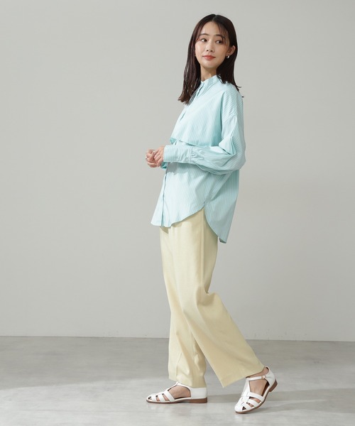 N.（N. Natural Beauty Basic）（エヌエヌナチュラルビューティーベーシック）の「ストライプバンドカラーシャツ（シャツ/ブラウス・レディース・ホワイト/ブルー系その他/グリーン系その他・MEDIUM）」の15枚目の写真