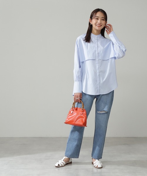 N.（N. Natural Beauty Basic）（エヌエヌナチュラルビューティーベーシック）の「ストライプバンドカラーシャツ（シャツ/ブラウス・レディース・ホワイト/ブルー系その他/グリーン系その他・MEDIUM）」の17枚目の写真