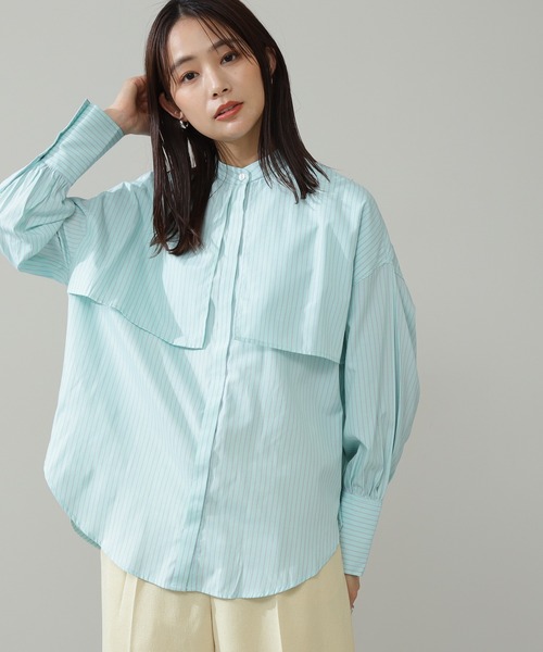 N.（N. Natural Beauty Basic）（エヌエヌナチュラルビューティーベーシック）の「ストライプバンドカラーシャツ（シャツ/ブラウス・レディース・ホワイト/ブルー系その他/グリーン系その他・MEDIUM）」の18枚目の写真