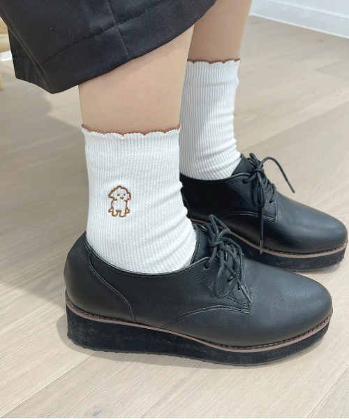 apres jour（アプレジュール）の「【apres jour×ARIAZ】３セットわんこ刺繍ソックス（ソックス/靴下・レディース・ブラック/モカ・FREE）」の4枚目の写真
