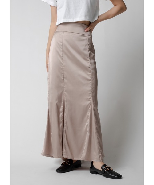 Adoon plain（アドーンプレーン）の「サテンマーメイドスカート（スカート・レディース・ブラック/オリーブ/グレイッシュベージュ・MEDIUM/LARGE）」の3枚目の写真