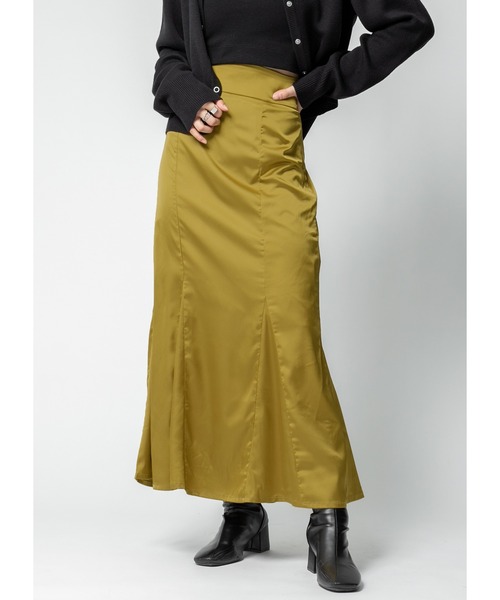 Adoon plain（アドーンプレーン）の「サテンマーメイドスカート（スカート・レディース・ブラック/オリーブ/グレイッシュベージュ・MEDIUM/LARGE）」の6枚目の写真