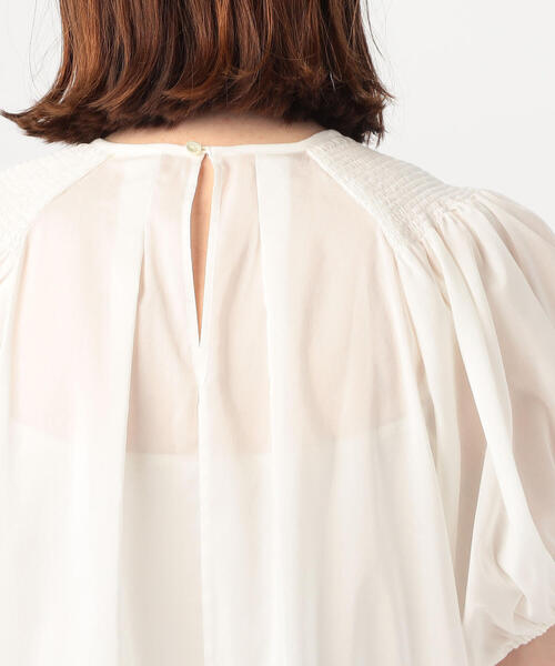 美品✨Ballsey 近年モデル ベールローン シャーリングブラウス 36 白 美品✨Ballsey 近年モデル ベールローン シャーリングブラウス