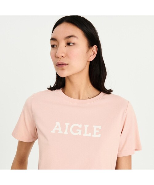 AIGLE（エーグル）の「吸水速乾 AIGLE ロゴ半袖Tシャツ（Tシャツ/カットソー・レディース・ホワイト/ダークグリーン/グリーン/ライトピンク・S/M/L）」の4枚目の写真