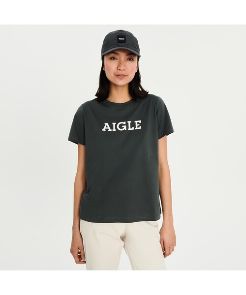 AIGLE（エーグル）の「吸水速乾 AIGLE ロゴ半袖Tシャツ（Tシャツ/カットソー・レディース・ホワイト/ダークグリーン/グリーン/ライトピンク・S/M/L）」の3枚目の写真