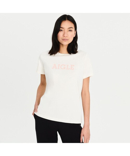 AIGLE（エーグル）の「吸水速乾 AIGLE ロゴ半袖Tシャツ（Tシャツ/カットソー・レディース・ホワイト/ダークグリーン/グリーン/ライトピンク・S/M/L）」の6枚目の写真