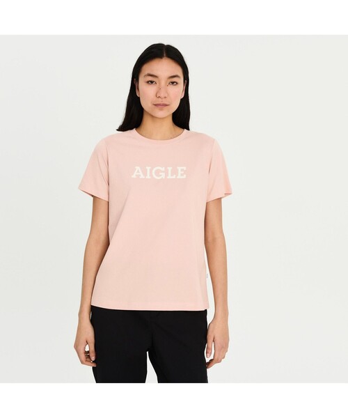 AIGLE（エーグル）の「吸水速乾 AIGLE ロゴ半袖Tシャツ（Tシャツ/カットソー・レディース・ホワイト/ダークグリーン/グリーン/ライトピンク・S/M/L）」の8枚目の写真