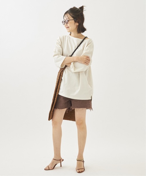 plage（プラージュ）の「Piece dyeバスクシャツ◆（Tシャツ/カットソー・レディース・アイボリー/ピンク・FREE）」の5枚目の写真