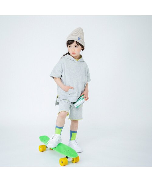 BREEZE（ブリーズ）の「WEB限定 バイカラー半袖パーカー（パーカー・キッズ・ベージュ/グレー/カーキ・110/90/120/140/80/100/130）」の6枚目の写真