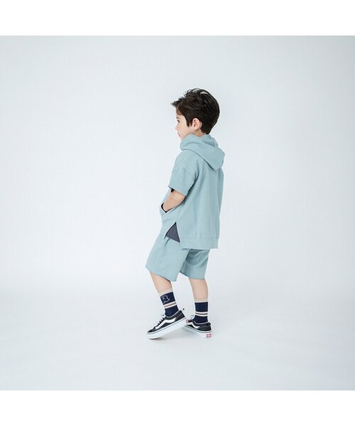 BREEZE（ブリーズ）の「WEB限定 バイカラー半袖パーカー（パーカー・キッズ・ベージュ/グレー/カーキ・110/90/120/140/80/100/130）」の12枚目の写真