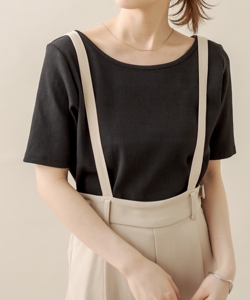 ホワイト　ブラック　ちび半袖　　カットソー セール】[mline] チビ半袖Tシャツ（Tシャツ/カットソー）｜mline