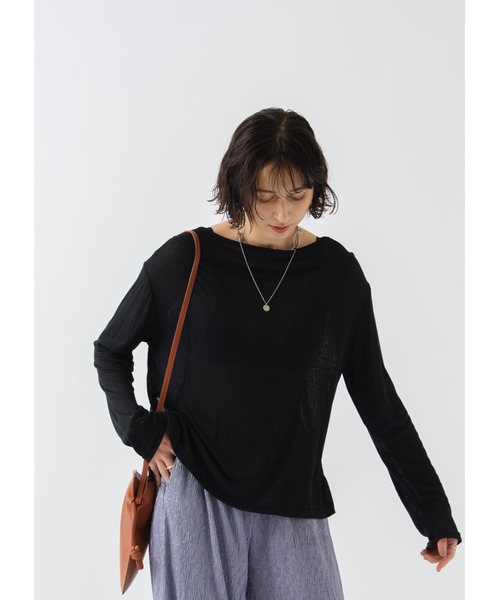 HANNE(アン)の「シアートップス(Tシャツ/カットソー・レディース・ホワイト/ブラック/ブルー/イエロー・フリー)」の4枚目の写真