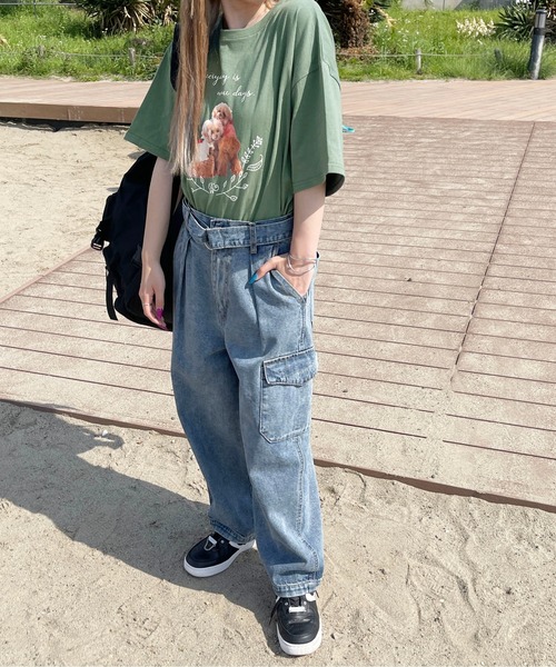 PairPair（ペアペア）の「アニマルフォトT(ユニセックス)（Tシャツ/カットソー・レディース・オフホワイト/グリーン/グレイッシュブルー・MEDIUM/LARGE）」の6枚目の写真