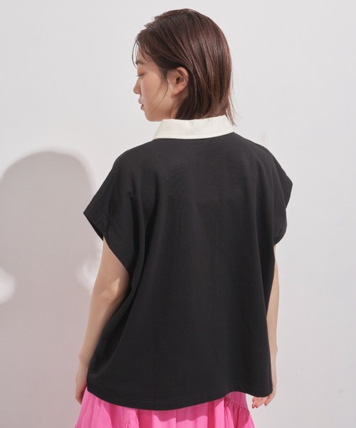 MERLOT（メルロー）の「フレンチスリーブワイドポロ（ポロシャツ・レディース・ブラック/グリーン・FREE）」の8枚目の写真