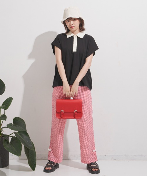 MERLOT（メルロー）の「フレンチスリーブワイドポロ（ポロシャツ・レディース・ブラック/グリーン・FREE）」の18枚目の写真