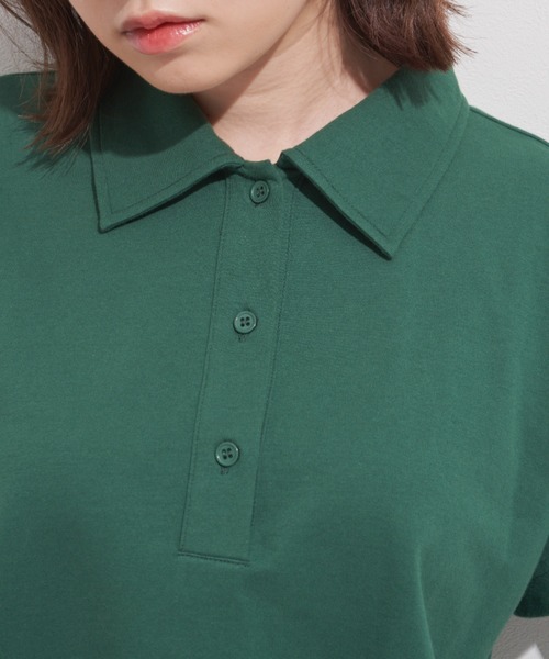 MERLOT（メルロー）の「フレンチスリーブワイドポロ（ポロシャツ・レディース・ブラック/グリーン・FREE）」の22枚目の写真