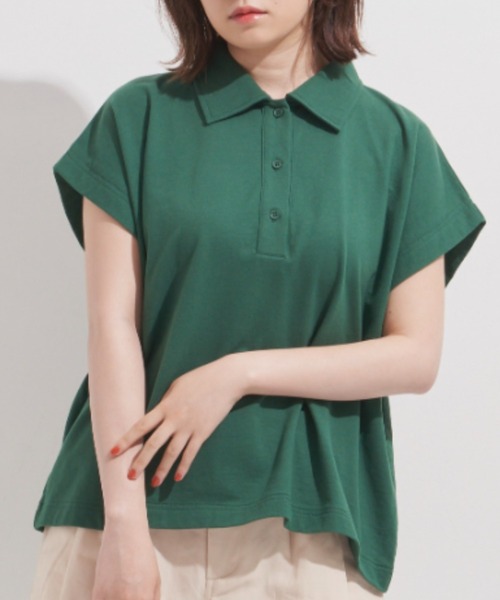 MERLOT（メルロー）の「フレンチスリーブワイドポロ（ポロシャツ・レディース・ブラック/グリーン・FREE）」の21枚目の写真