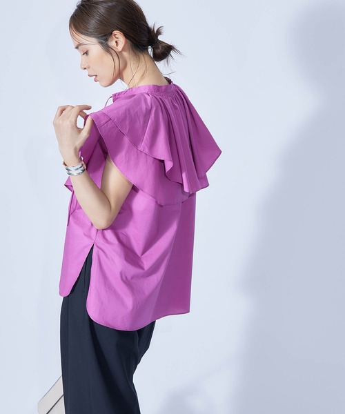 ROPE'（ロペ）の「ラッフルフリルブラウス（シャツ/ブラウス・レディース・ホワイト/ブラック/ベージュ系その他/パープル系その他・38）」の22枚目の写真