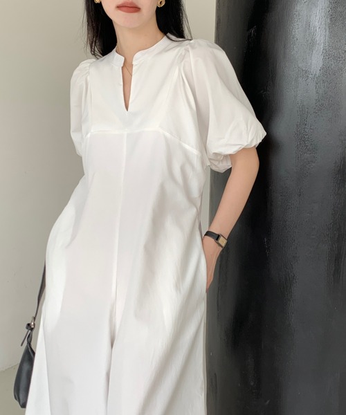 emi+（エミプラス）の「キーネックギンガムチェックオールインワン