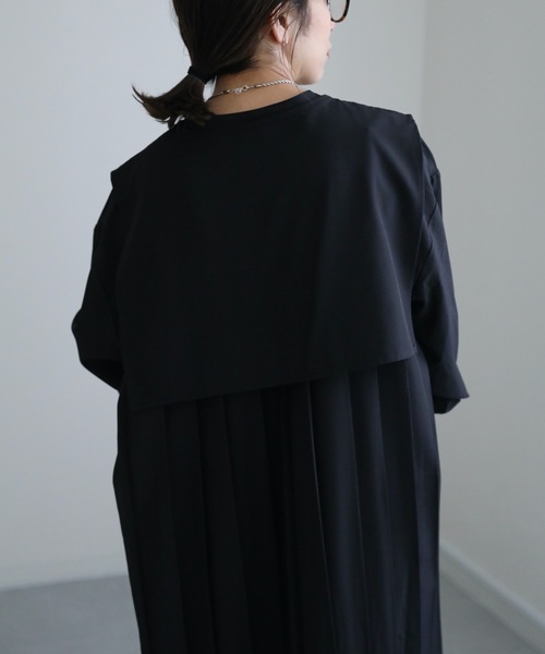 ap retro（アプレトロ）の「バックプリーツバンドカラーシャツワンピース　襟付き（シャツワンピース・レディース・ブラック/ホワイト・FREE）」の18枚目の写真