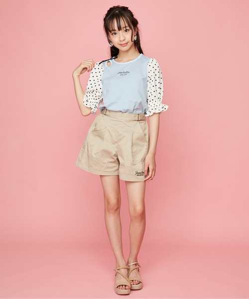 JENNI love（ジェニィラブ）の「ドット袖切替えTシャツ（Tシャツ/カットソー・キッズ・ブラック/ピンク/サックスブルー・130cm/150cm/160cm/140cm）」の5枚目の写真