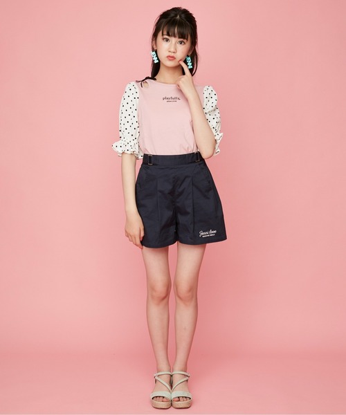 JENNI love（ジェニィラブ）の「ドット袖切替えTシャツ（Tシャツ/カットソー・キッズ・ブラック/ピンク/サックスブルー・130cm/150cm/160cm/140cm）」の6枚目の写真