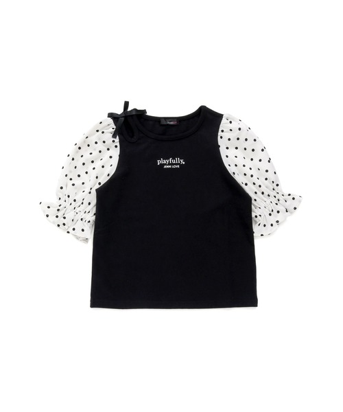 JENNI love（ジェニィラブ）の「ドット袖切替えTシャツ（Tシャツ/カットソー・キッズ・ブラック/ピンク/サックスブルー・130cm/150cm/160cm/140cm）」の7枚目の写真