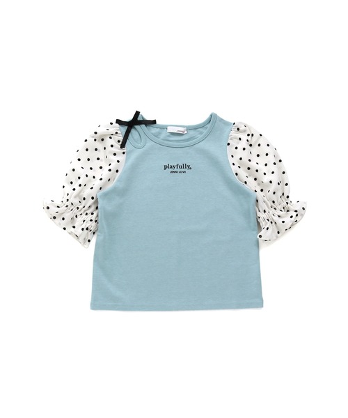 JENNI love（ジェニィラブ）の「ドット袖切替えTシャツ（Tシャツ/カットソー・キッズ・ブラック/ピンク/サックスブルー・130cm/150cm/160cm/140cm）」の9枚目の写真