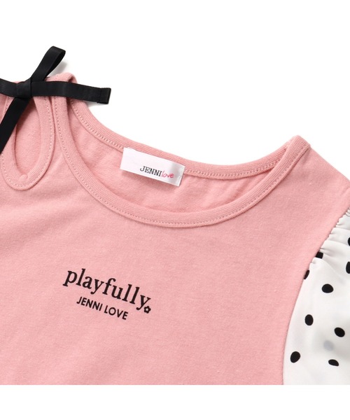 JENNI love（ジェニィラブ）の「ドット袖切替えTシャツ（Tシャツ/カットソー・キッズ・ブラック/ピンク/サックスブルー・130cm/150cm/160cm/140cm）」の14枚目の写真