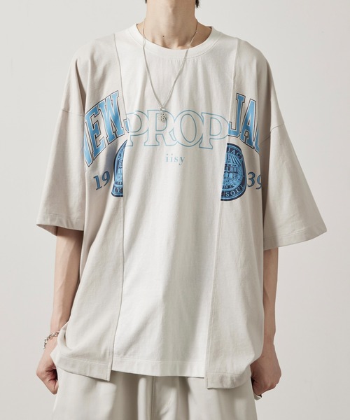 iisy（イージー）の「iisy / リメイクライクカレッジTシャツ（Tシャツ/カットソー・メンズ・ホワイト/チャコールグレー・S/M/L/XL）」の7枚目の写真