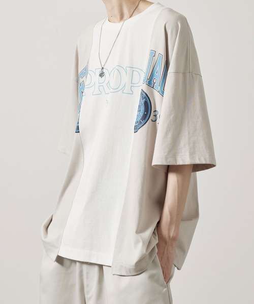 iisy（イージー）の「iisy / リメイクライクカレッジTシャツ（Tシャツ/カットソー・メンズ・ホワイト/チャコールグレー・S/M/L/XL）」の8枚目の写真