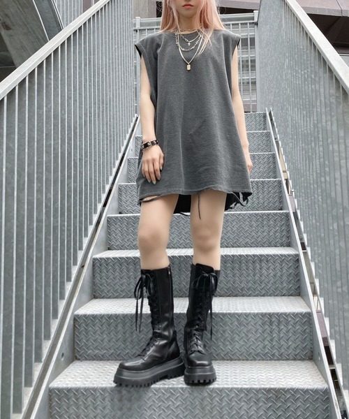 Figments（フィグメンツ）の「デストロイノースリトップス（タンクトップ・レディース・ライトグレー/ダークグレー・FREE）」の10枚目の写真