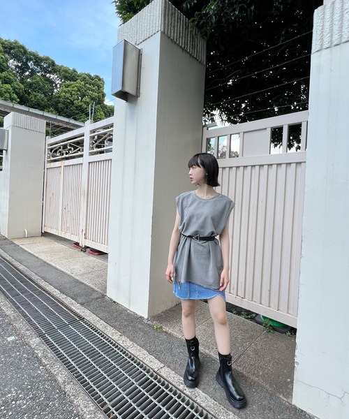 Figments（フィグメンツ）の「デストロイノースリトップス（タンクトップ・レディース・ライトグレー/ダークグレー・FREE）」の13枚目の写真