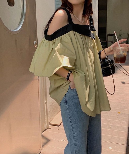 オフショルダー配色バインダーチュニックトップス Zozotown限定 シャツ ブラウス Mejane ミージェーン のファッション通販 Zozotown