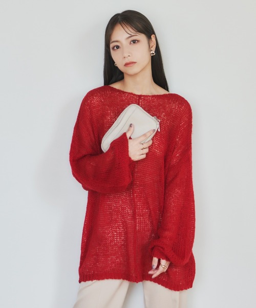 VANNIE U（ヴァニーユー）の「シアールーズニット（ニット/セーター・レディース・ブラウン/レッド/アイボリー/ピンク/ライトグリーン/ベージュ・FREE）」の13枚目の写真