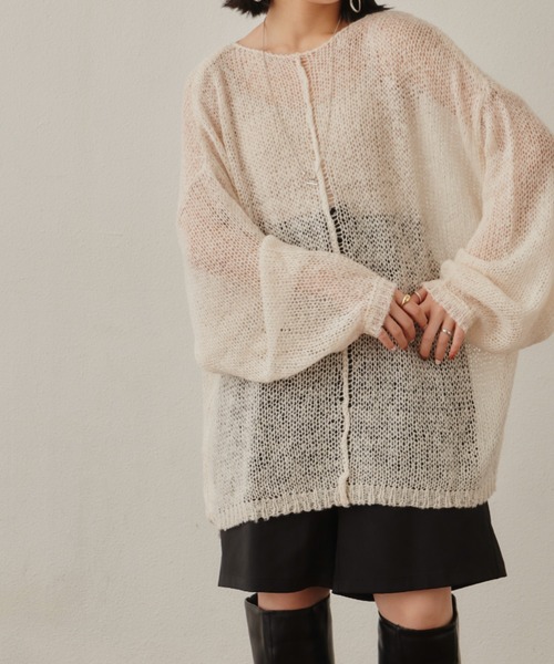 VANNIE U（ヴァニーユー）の「シアールーズニット（ニット/セーター・レディース・ブラウン/レッド/アイボリー/ピンク/ライトグリーン/ベージュ・FREE）」の16枚目の写真