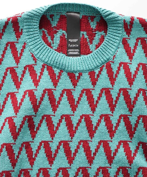 SHAREEF（シャリーフ）の「JACQUARD KNIT（ニット/セーター・メンズ・ブラック/パープル/ターコイズブルー・1/2）」の14枚目の写真